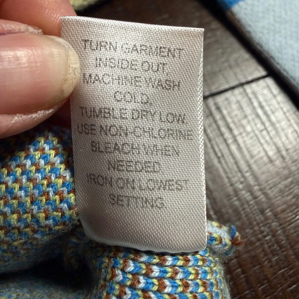 PacSun Tropical Palm Tree Sunset Intarsia Knit Sweater XS Orange Blue Cotton - Picture 6 of 8